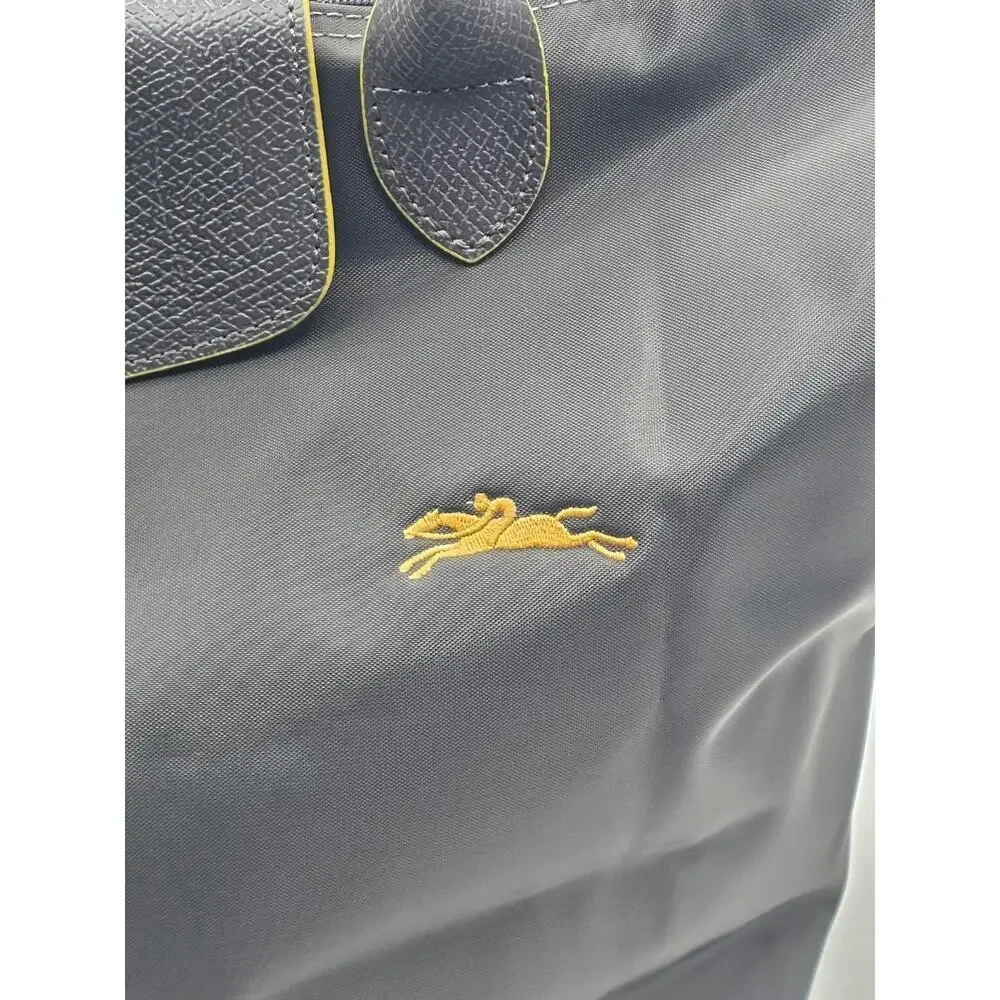 LONGCHAMP LE PLIAGE CLUB 70TH ANNIVERSARY LARGE TOTE – DARK GRAY / YELLOW – NWOT